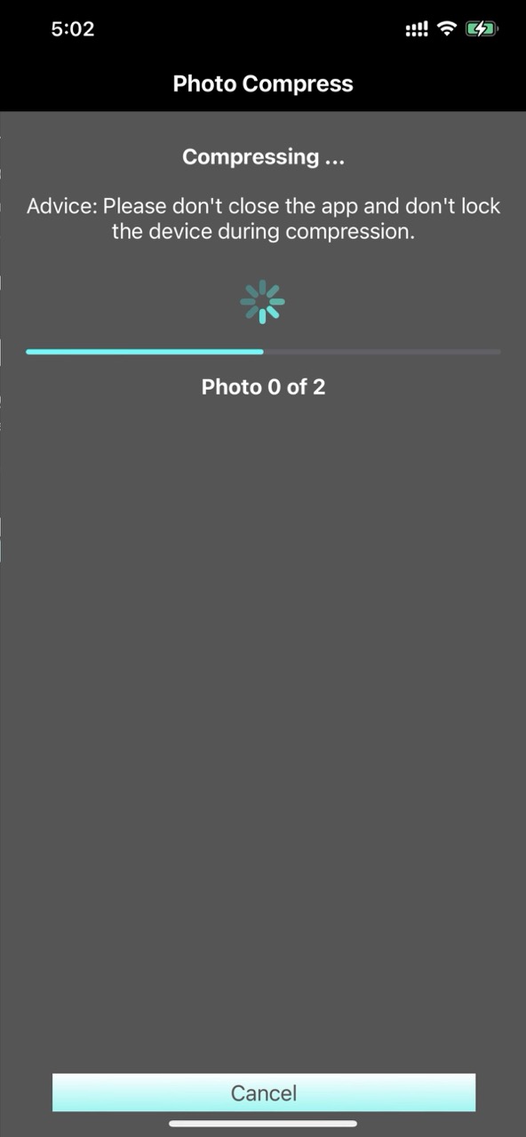 Compression in progress — status and cancel