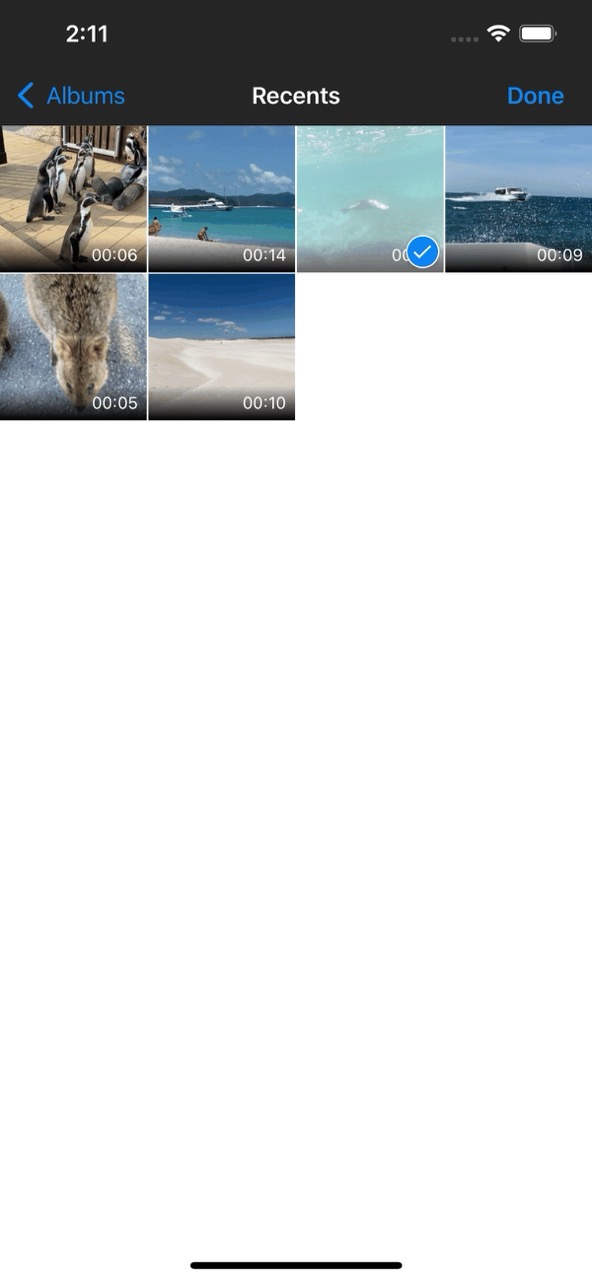 Select videos from Photos — Recents album