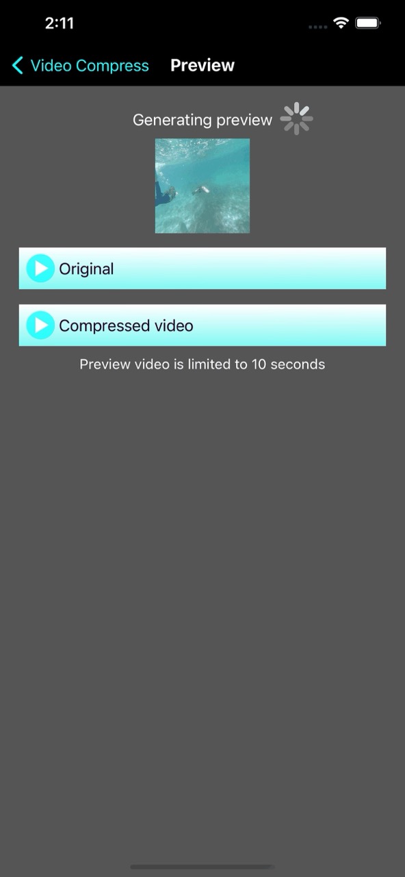Preview original vs. compressed video