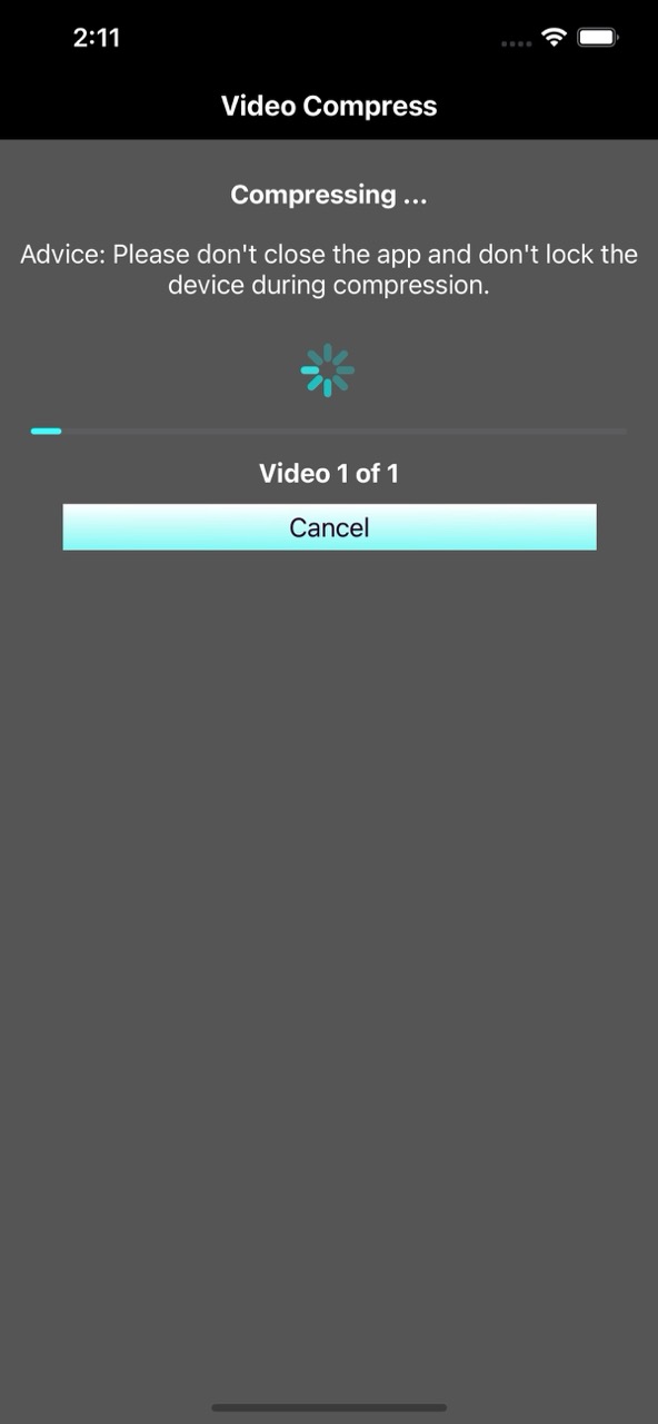 Compression in progress — status and cancel