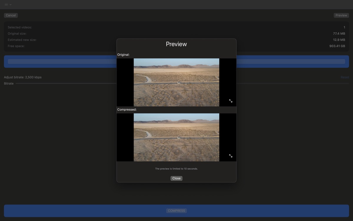 Estimated space savings
